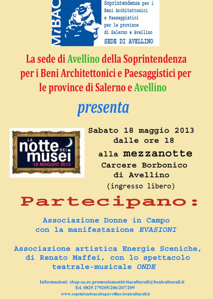 AVELLINO – Il 18 maggio il Carcere Borbonico aperto fino alle 24.00