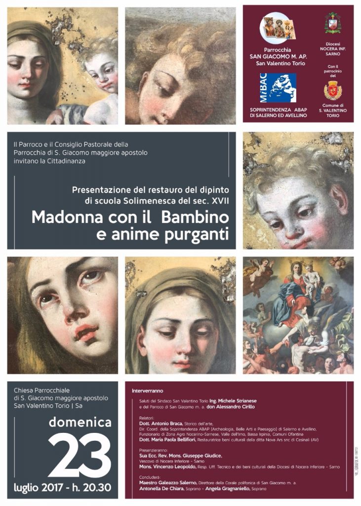 SAN VALENTINO TORIO (SA) – Restaurato il dipinto del XVII secolo Madonna con Bambino e anime purganti della chiesa di San Giacomo