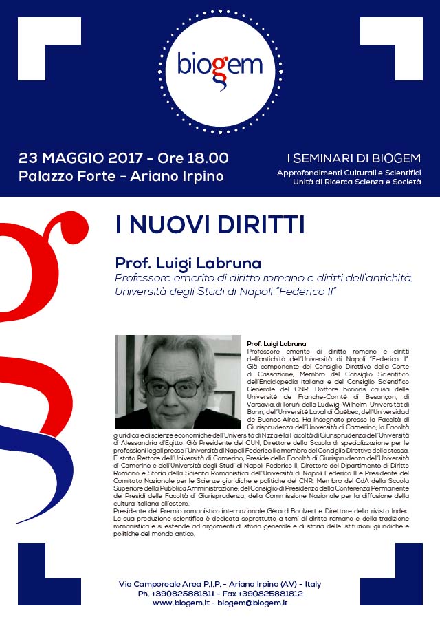 ARIANO IRPINO (AV) – I seminari di Biogem: I nuovi diritti