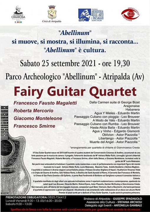 ATRIPALDA (AV) – Giornate Europee del Patrimonio 2021 Concerto Fairy Guitar Quartet