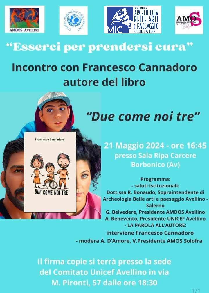 AVELLINO – Al Carcere Borbonico incontro con il blogger Francesco Cannadoro per parlare di disabilit ed inclusione – 21 maggio 2024, ore 16.45