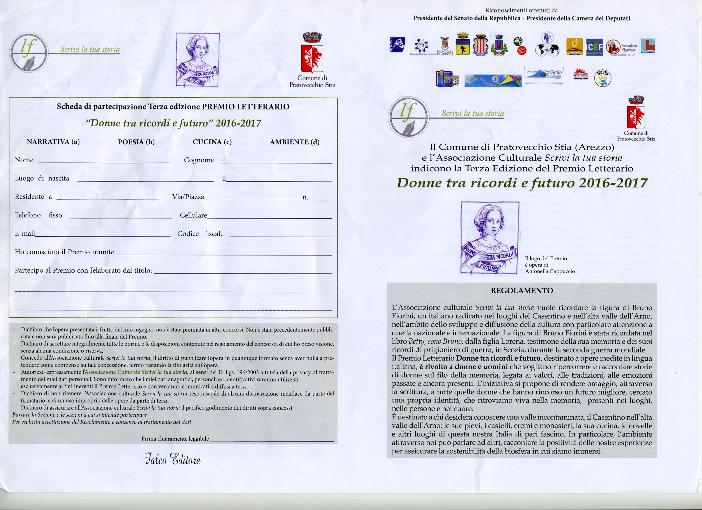 Bando: III edizione del premio letterario “Donna tra ricordi e futuro” 2016-2017