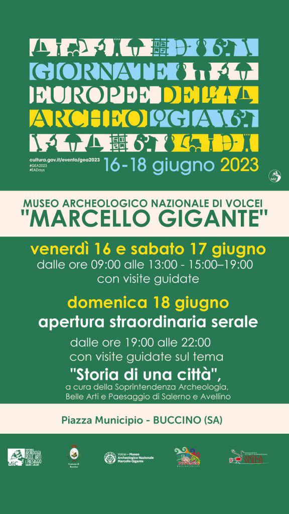 BUCCINO (SA) – Giornate Europee dell’Archeologia 16-18 giugno al Museo Archeologico Nazionale di Volcei.