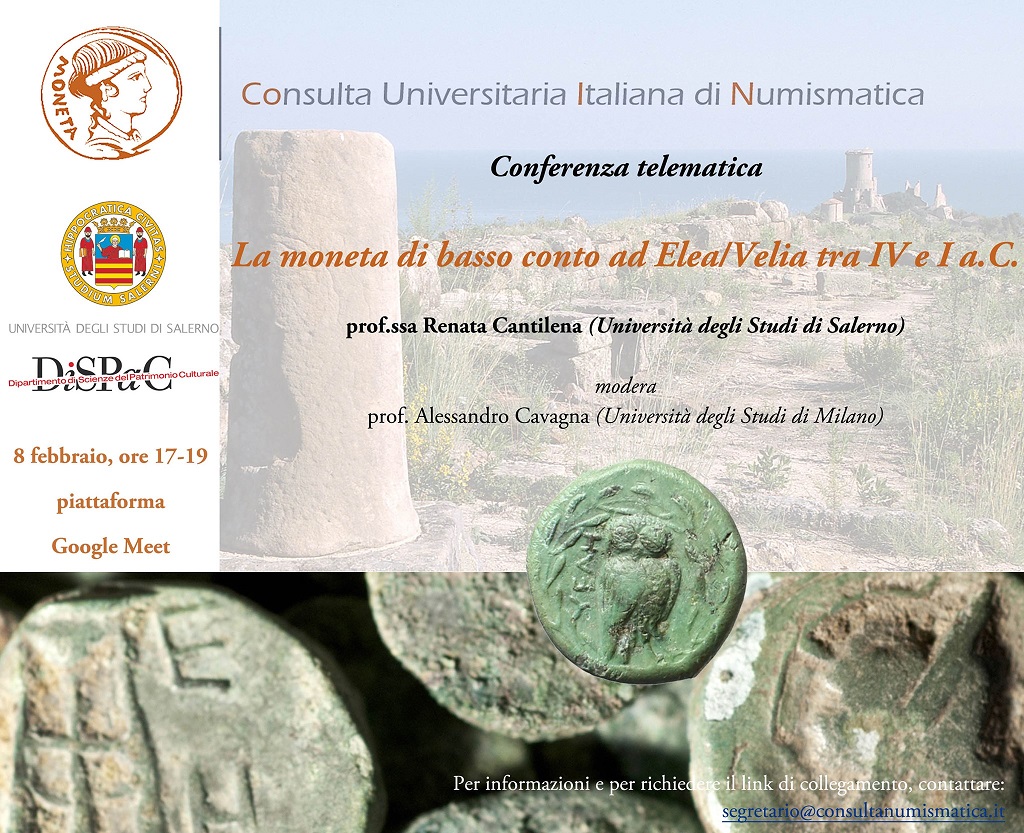 Conferenza telematica “Le monete di basso conto ad Elea/Velia tra IV e I a. C.”