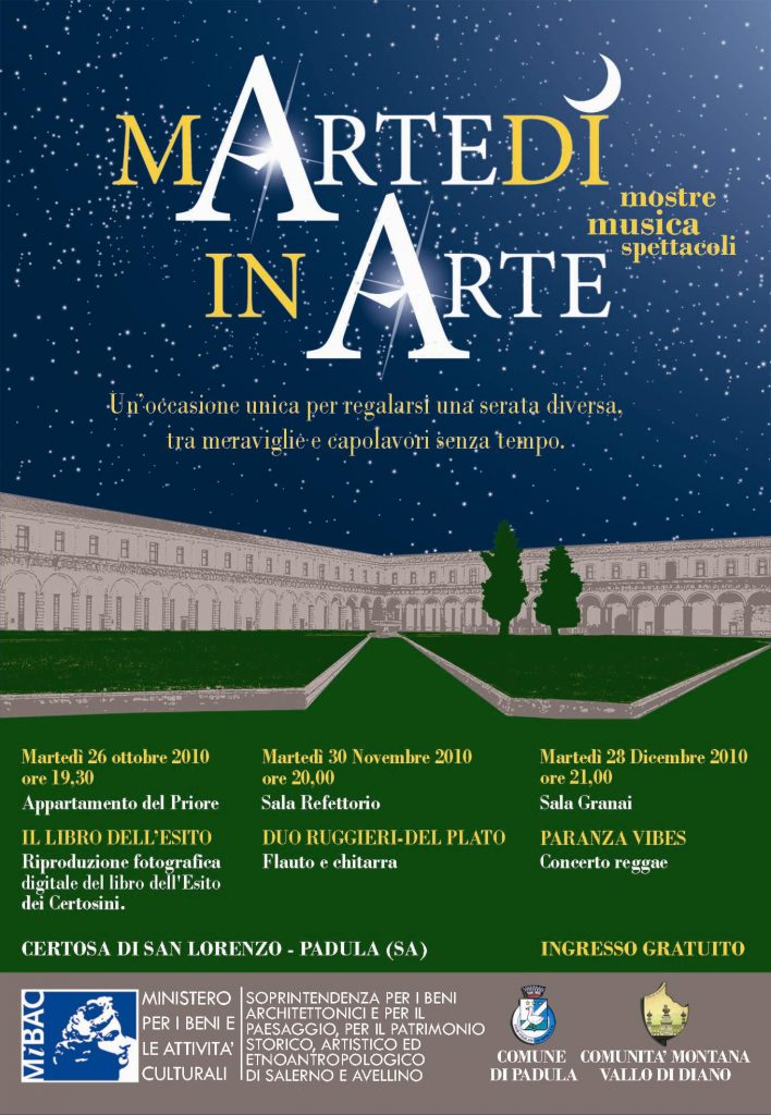 30 novembre Marted in Arte alla Certosa di Padula