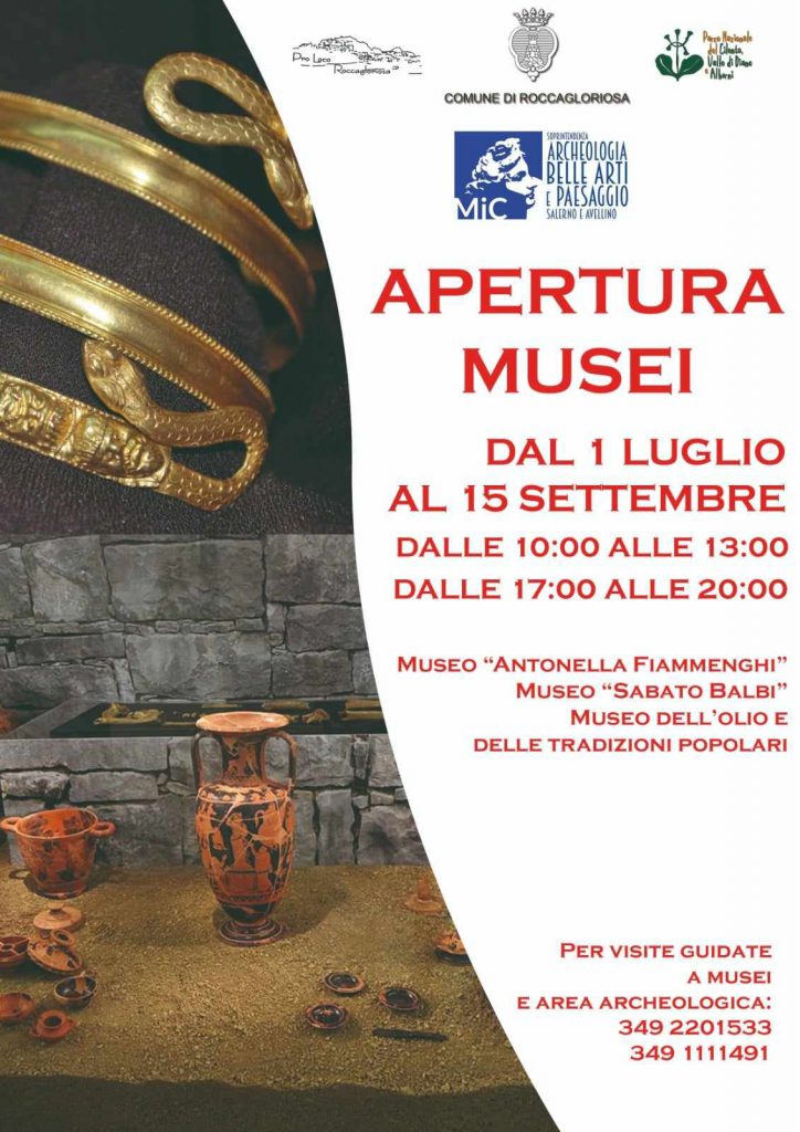 Roccagloriosa (SA) – Nuovi orari di apertura estiva per i musei del Comune cilentano