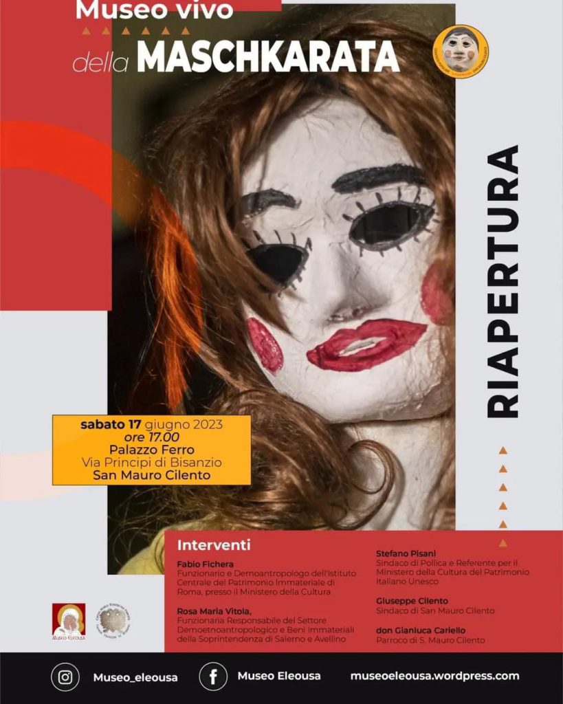 San Mauro Cilento (SA) – Riapertura del Museo vivo della Maschkarata, Sabato 17 giugno