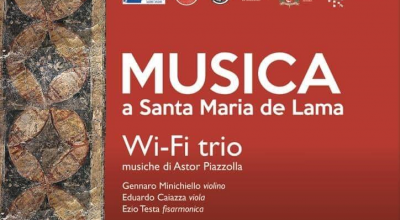 A Santa Maria de Lama performance musicale con il Wi-Fi trio e brani di Astor Piazzolla. Venerd 22 marzo alle ore 19 a Salerno, nel centro Storico, in via Gradoni della Lama 2. Ingresso gratuito.