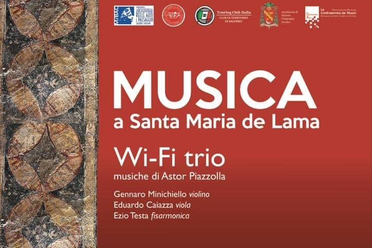 A Santa Maria de Lama performance musicale con il Wi-Fi trio e brani di Astor Piazzolla. Venerd 22 marzo alle ore 19 a Salerno, nel centro Storico, in via Gradoni della Lama 2. Ingresso gratuito.