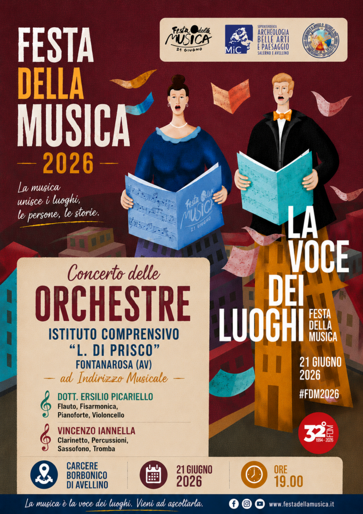 Avellino – Festa della Musica 2026 al Carcere Borbonico, 21 giugno ore 19.00